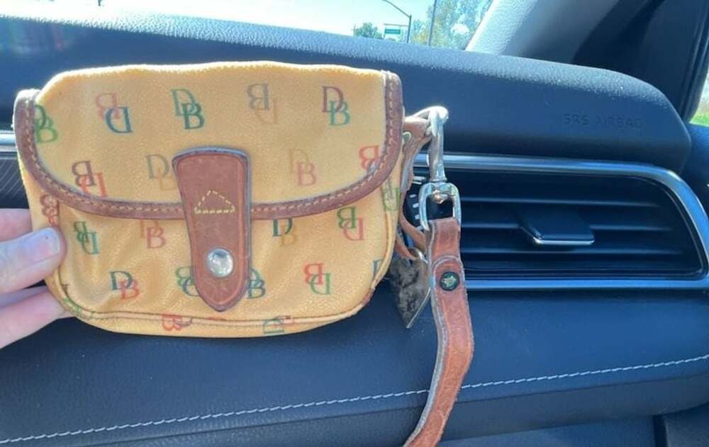 Dooney & Bourke Rainbow Monogram Wristlet Coin Purse Yellow Vintage